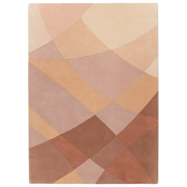 Rhythmic Tides Sand Rug is an earthy-toned terracotta modern rug that takes inspiration from the ebb and flow of the tides. This modern wool rug has a palette of warm terracotta reds and russet tones, through to pink and apricot pastels and creamy neutral shades.