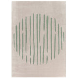 Island Leaf Rug is an abstract lines patterned rug in two colours, cream and green. The abstract lines pattern creates a circle design within this rectangular wool rug.