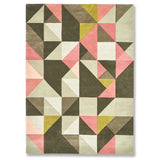 Tielles Rose Rug is a modern geometric rug which features a beautiful mix of pink, green and greys.