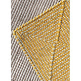 Claire Gaudion Zala Flax Rug is a Yellow Recycled Rug with a diamond weave pattern. Close up of rug detail.
