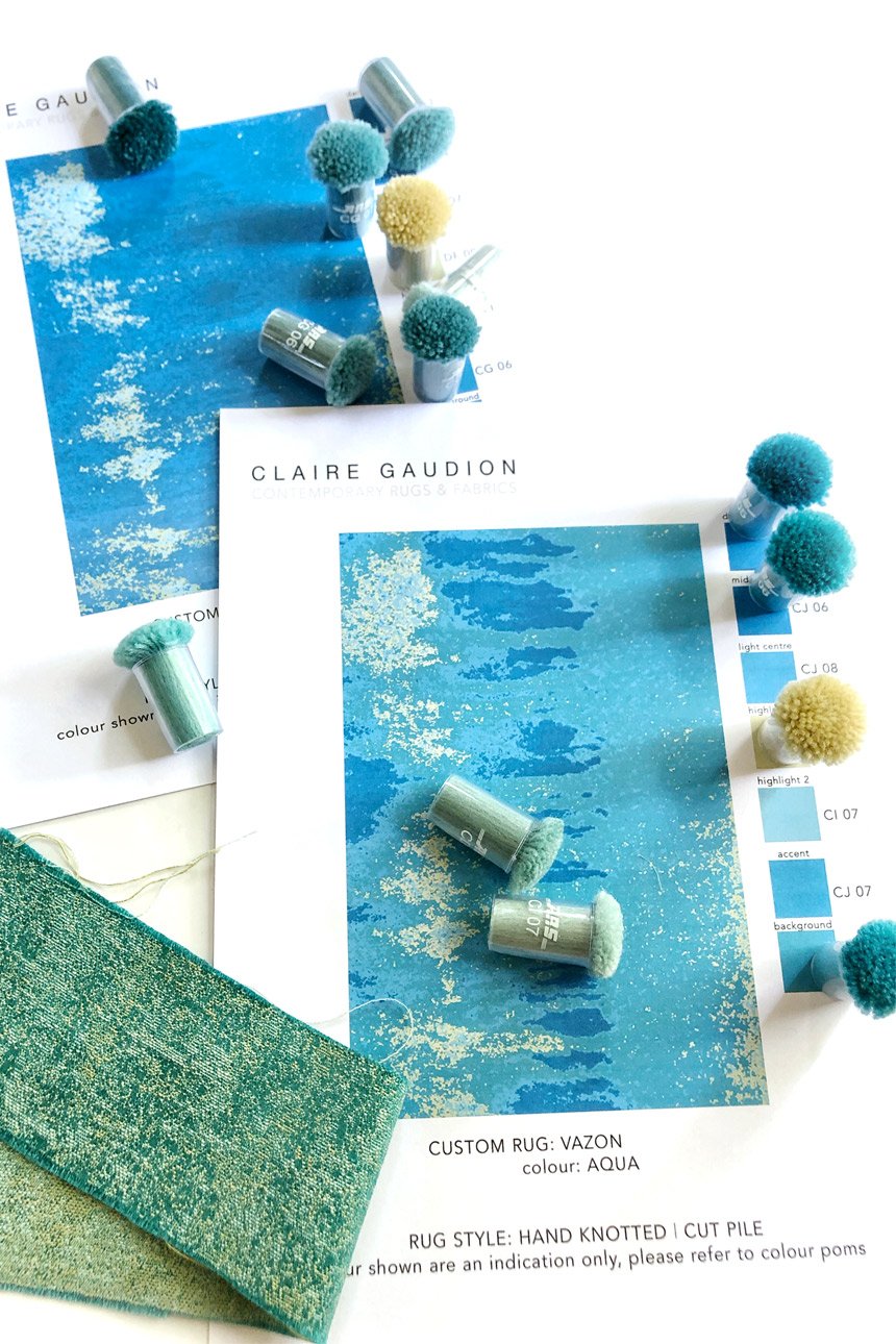 Claire Gaudion custom rug design sketches