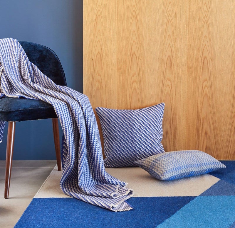 Cobalt Throw woven from luxuriously soft lambswool