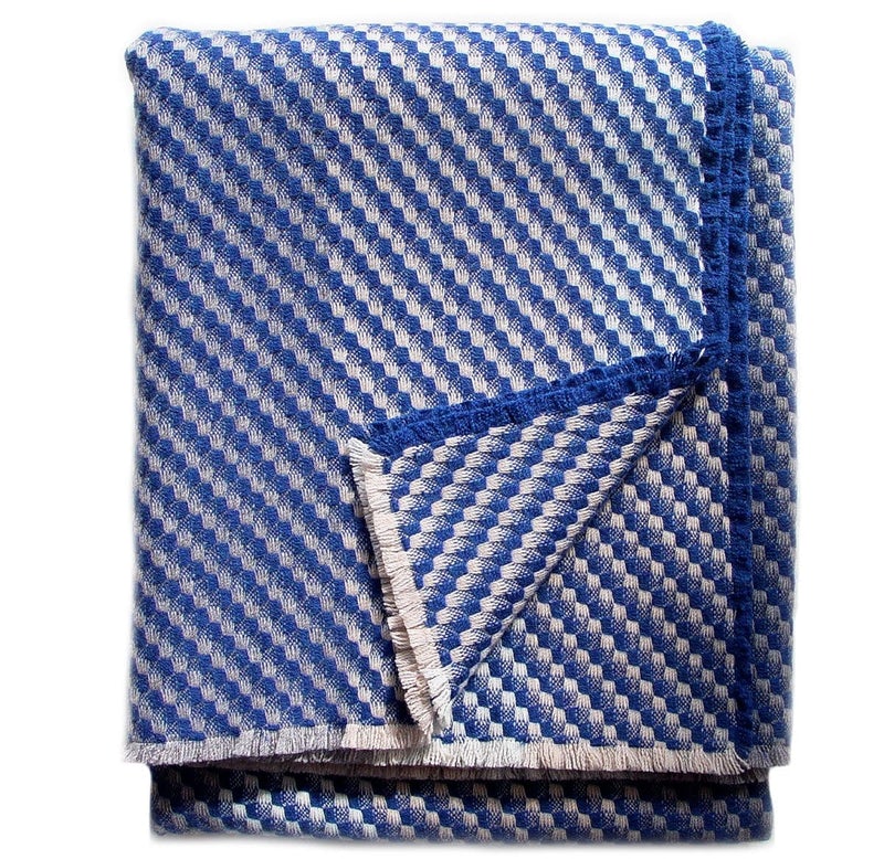 Cobalt Throw woven from luxuriously soft lambswool